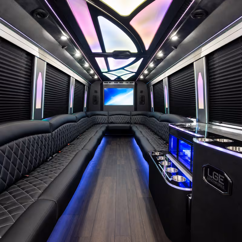 15 Passenger Party Bus Interior