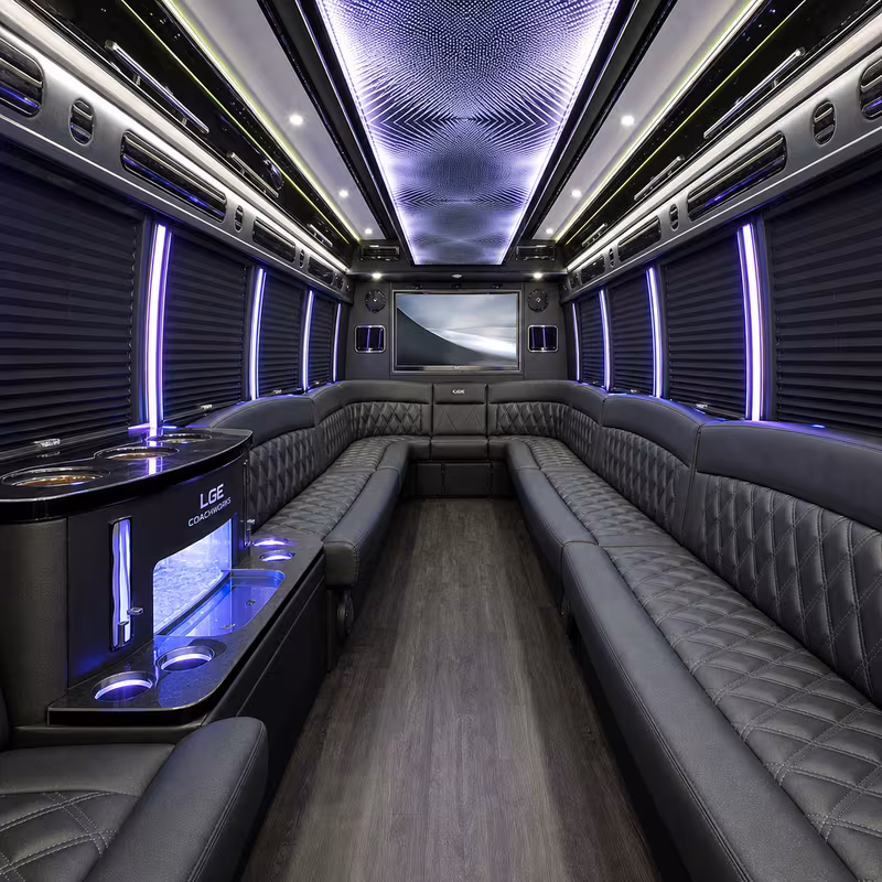 18 Passenger Party Bus Inside