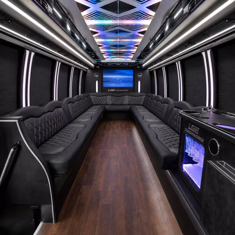 18 Passenger Party Bus Interior