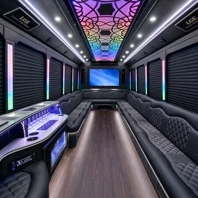 25 Passenger Party Bus Inside