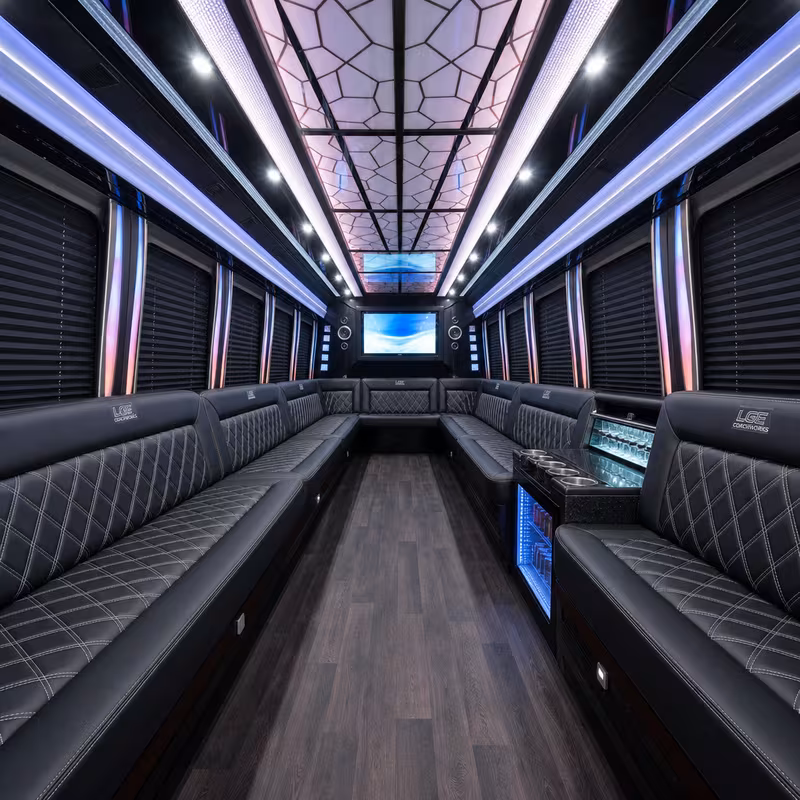 25 Passenger Party Bus Interior