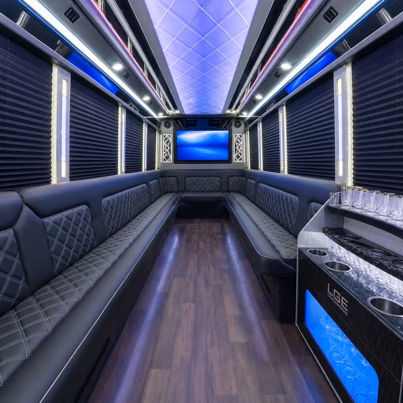 28 Passenger Party Bus Interior