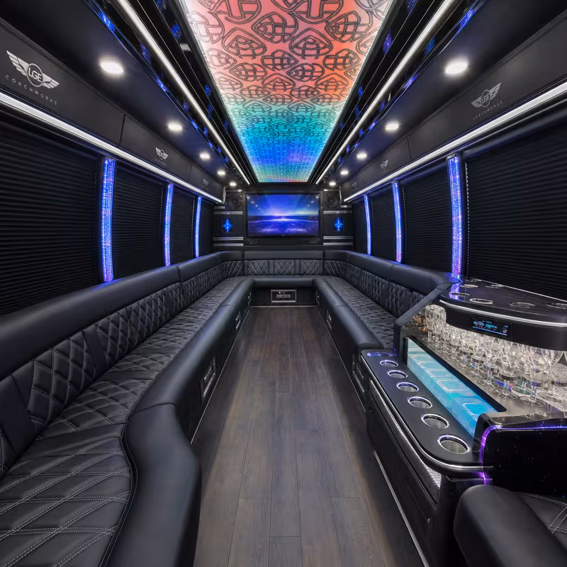 40 Passenger Party Bus Inside