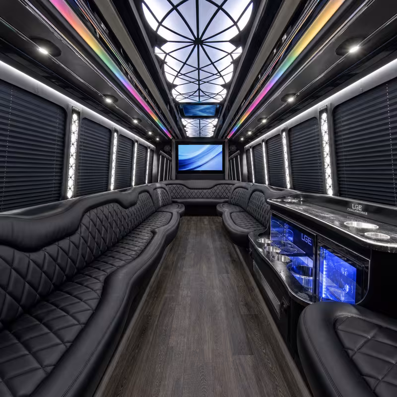50 Passenger Party Bus Interior