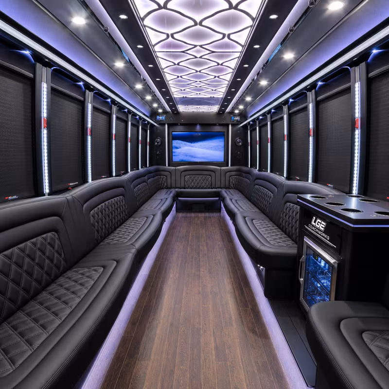 50 Passenger Party Bus Interior