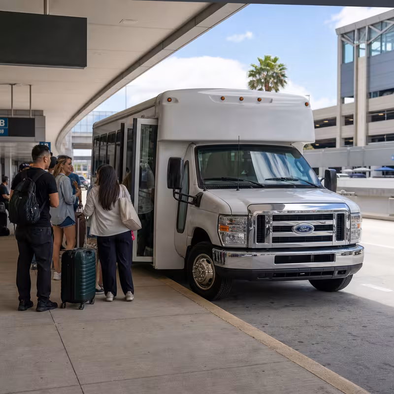 Black Mercedes Sprinter van staged for an Orlando Airport Transportation group