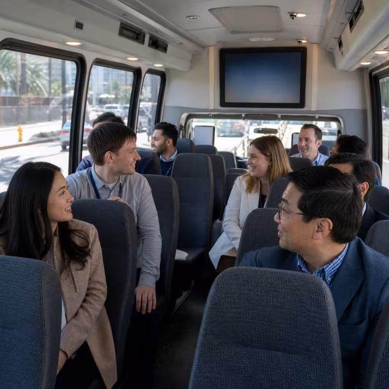Black Mercedes Sprinter van staged for an Orlando Corporate Transportation group