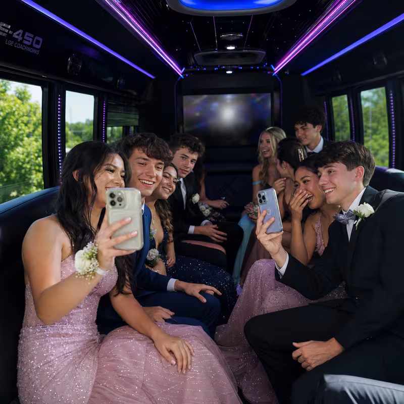 Black Mercedes Sprinter van staged for an Orlando Prom & Homecoming Transportation group