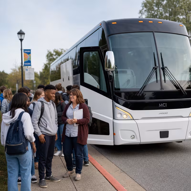 Black Mercedes Sprinter van staged for an Orlando School Transportation group