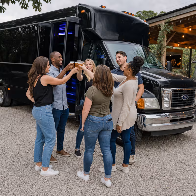 Passengers loading luggage while boarding an Orlando group shuttle